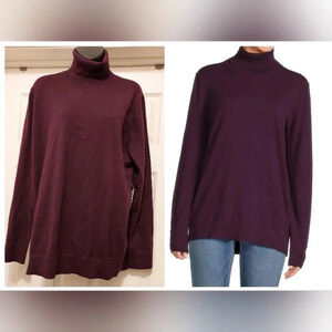 TOMMY HILFIGER Women's Long Sleeve Cotton Turtleneck Top button sleeves